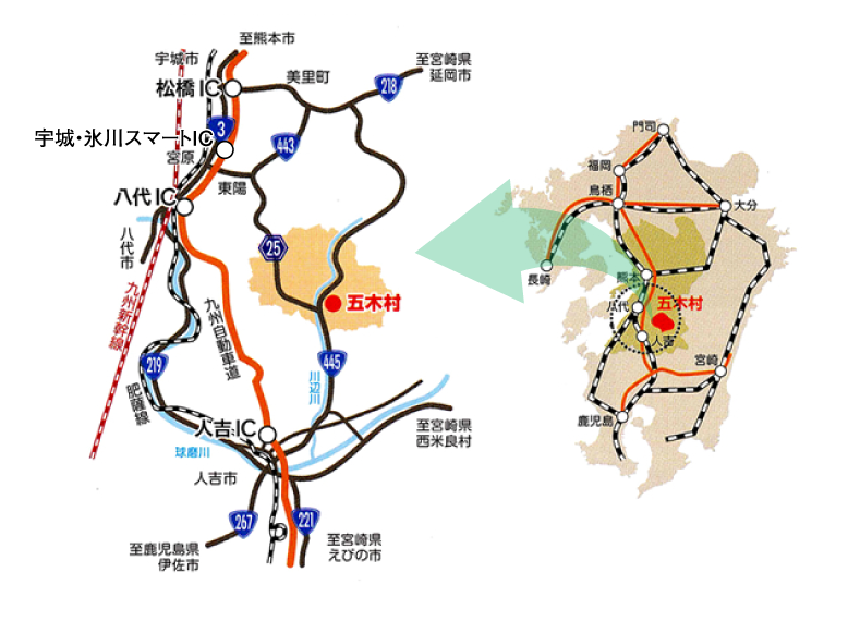 五木村へのアクセスマップ